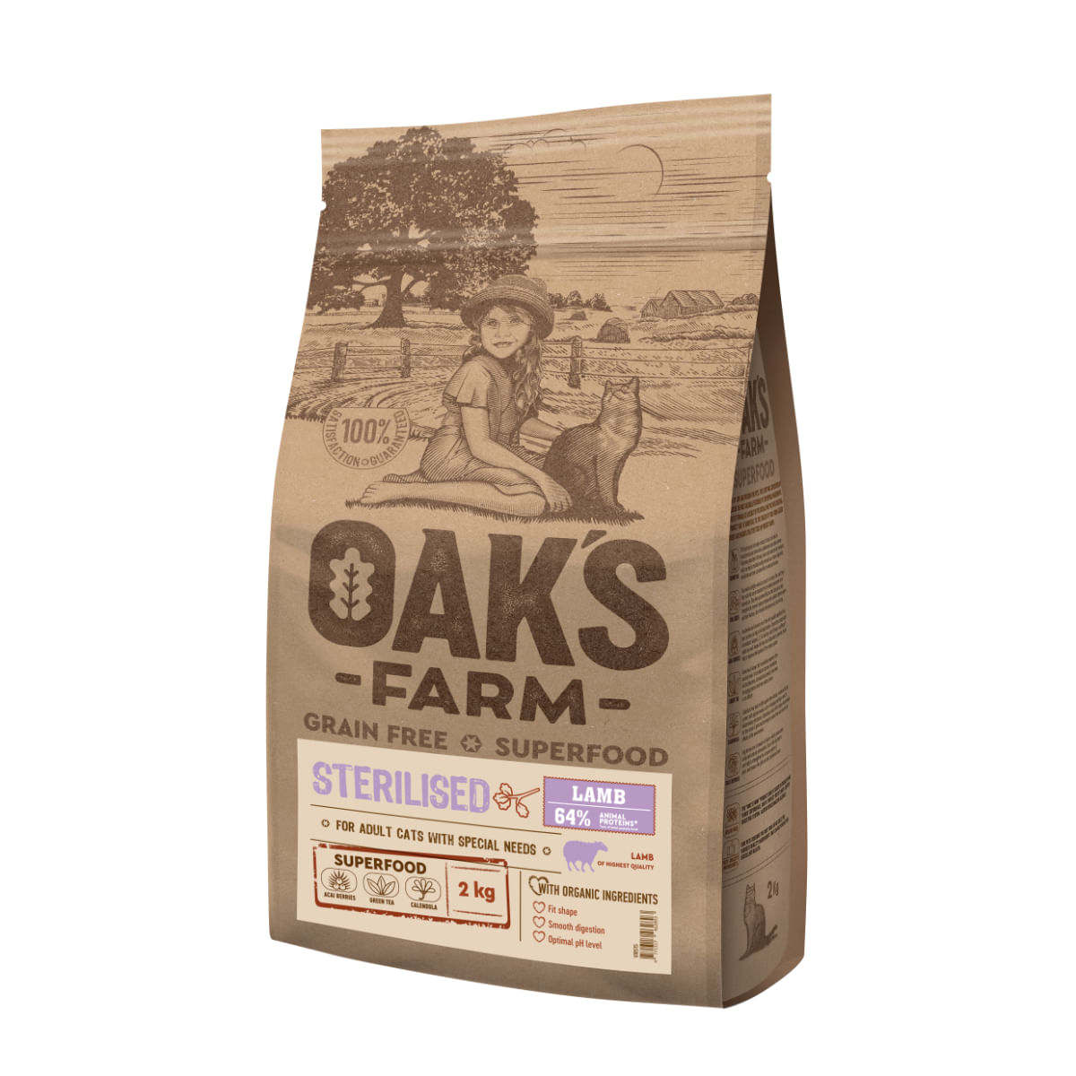 OAK\'S FARM Sterilised, Miel, hrană uscată fără cereale pisici sterilizate, obezitate, 6kg