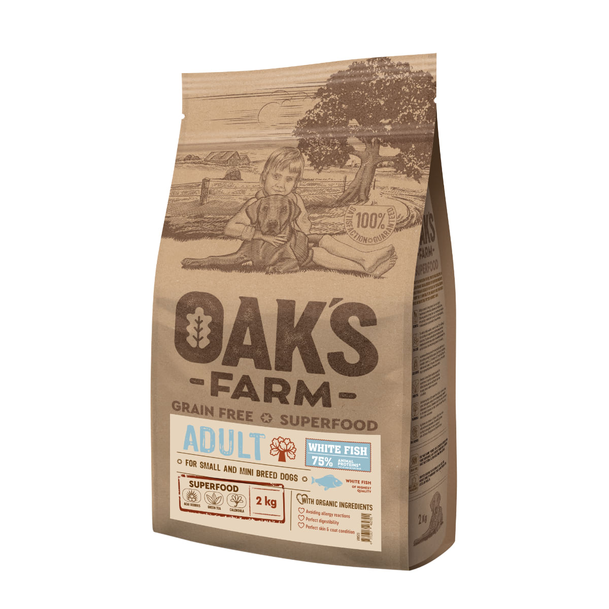 OAK\'S FARM Mini Adult, XS-S, Pește alb, hrană uscată fără cereale câini, 6.5kg