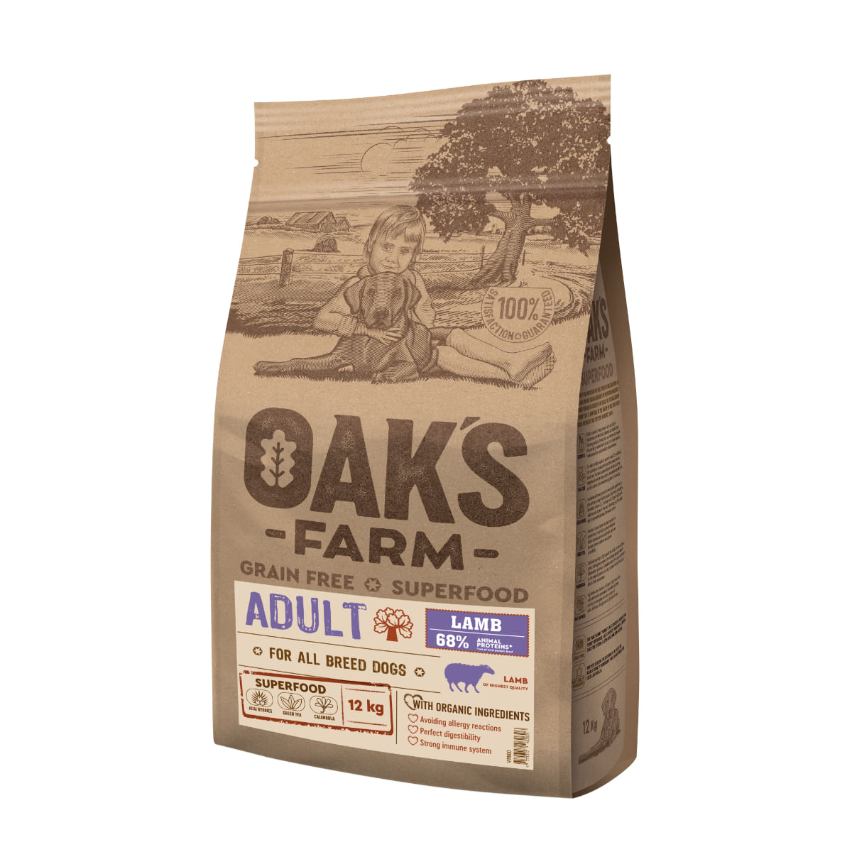 OAK\'S FARM, XS-XL, Miel, hrană uscată fără cereale câini, 2kg