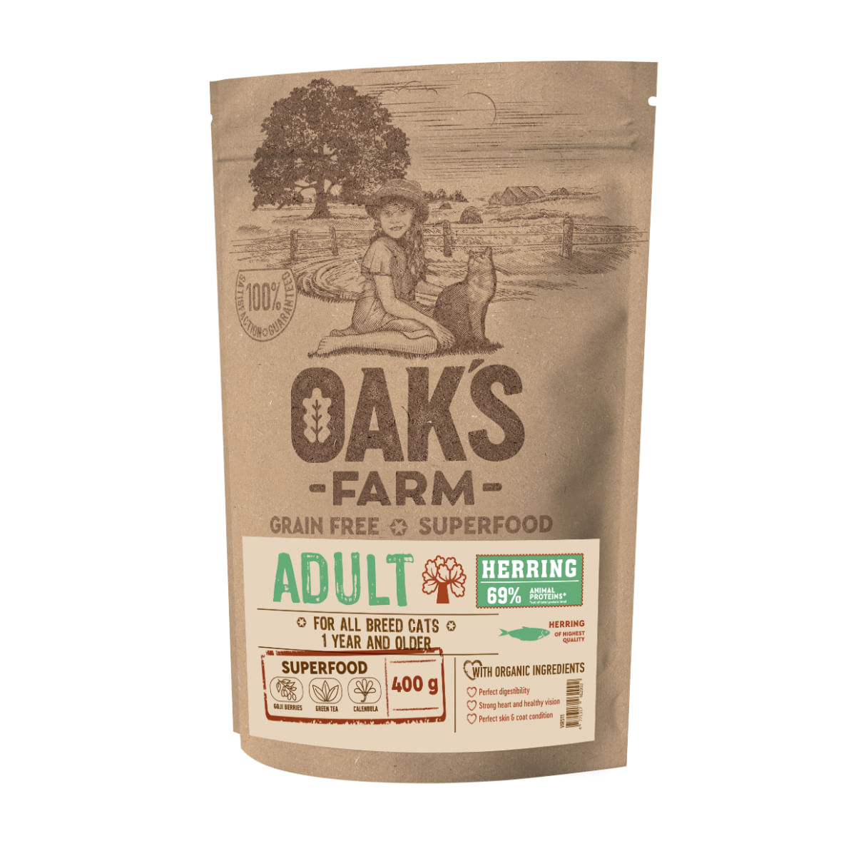 OAK\'S FARM, Hering, hrană uscată fără cereale pisici, 6kg