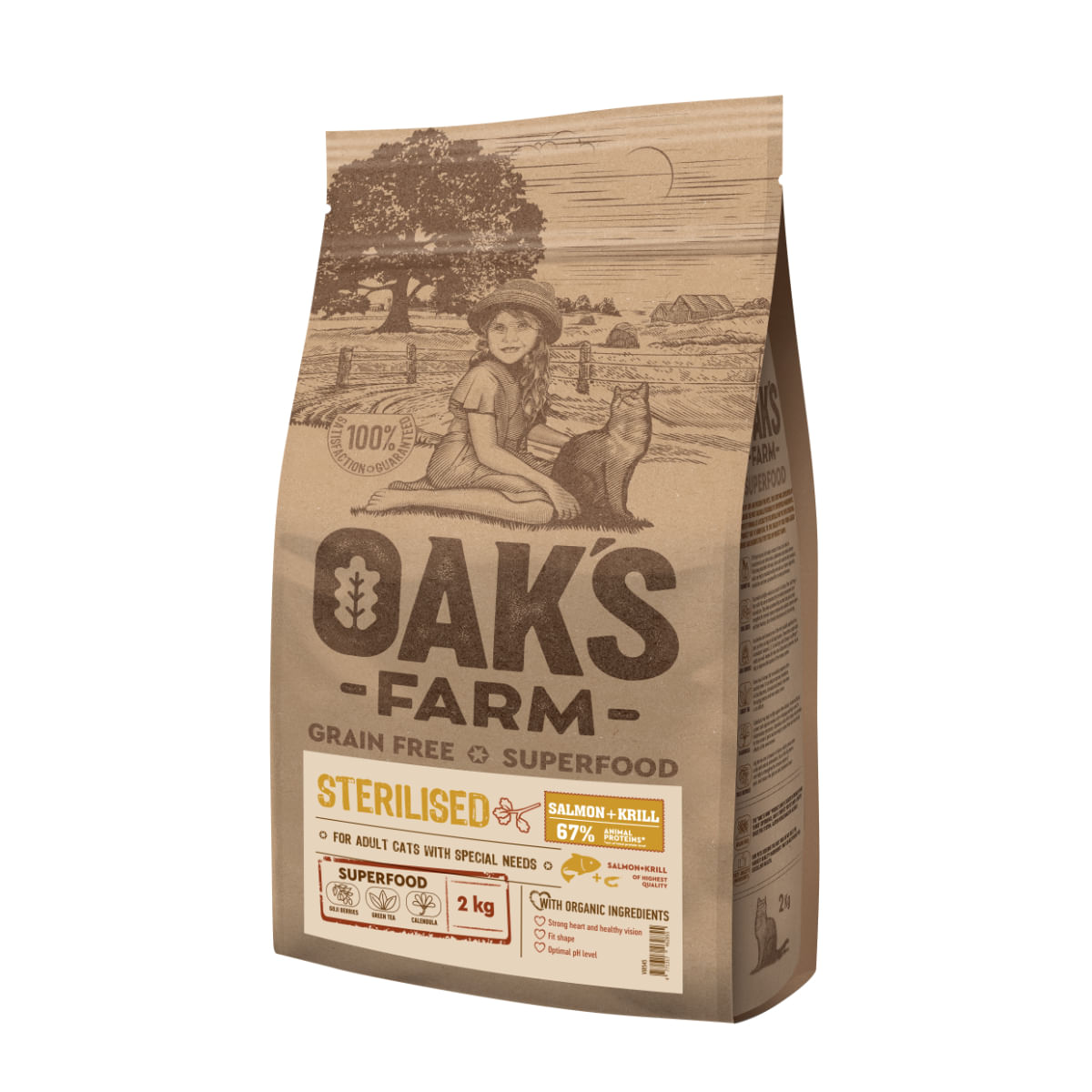 OAK\'S FARM Sterilised, Somon, hrană uscată fără cereale pisici sterilizate, obezitate, 6kg