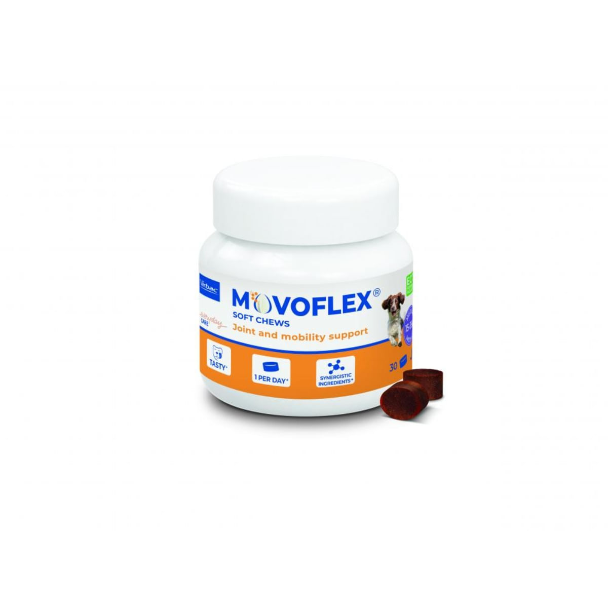 VIRBAC Movoflex Soft Chews ( 15 - 35kg), supliment sistem articular câini, comprimate masticabile VIRBAC Movoflex Soft Chews(15 - 35kg), M, supliment sistem articular câini, flacon, 30 comprimate masticabile - 2 | YEO