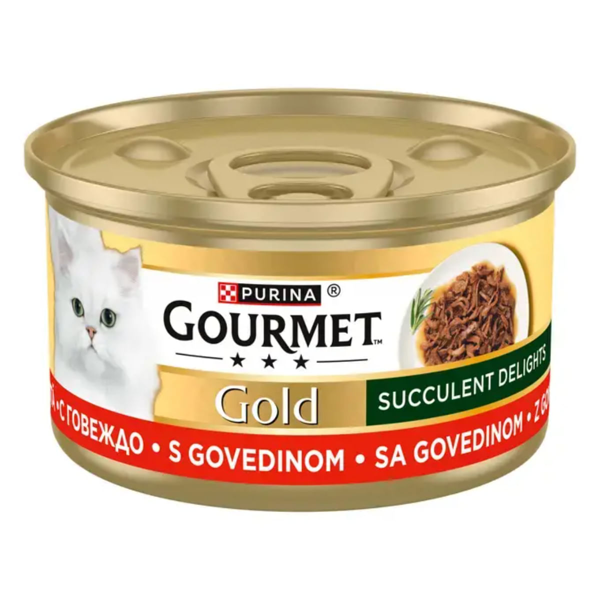 GOURMET Gold Succulent Delights, Vită, conservă hrană umedă pisici, (în sos), 85g - 1 | YEO