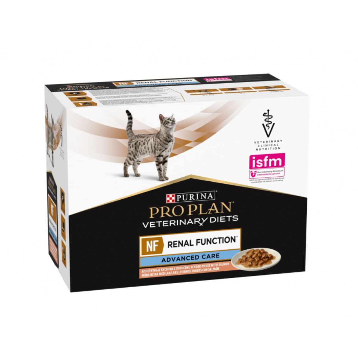 PURINA Pro Plan Veterinary Diets NF Advance Care, Somon, dietă veterinară, plic hrană umedă pisici, sistem renal, (în aspic), bax, 850g