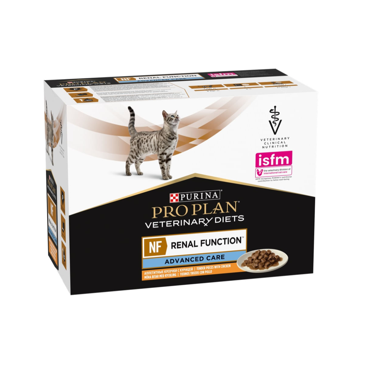 PURINA Pro Plan Veterinary Diets NF Advance Care, Pui, dietă veterinară, plic hrană umedă pisici, sistem renal, (în aspic), bax, 850g