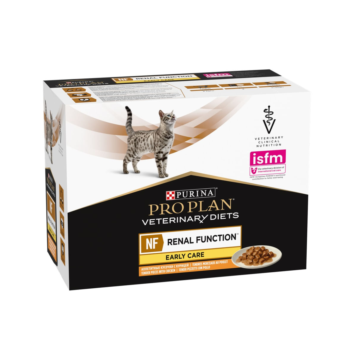 PURINA Pro Plan Veterinary Diets NF Early Care, Pui, dietă veterinară, plic hrană umedă pisici, sistem renal, (în aspic), bax, 850g