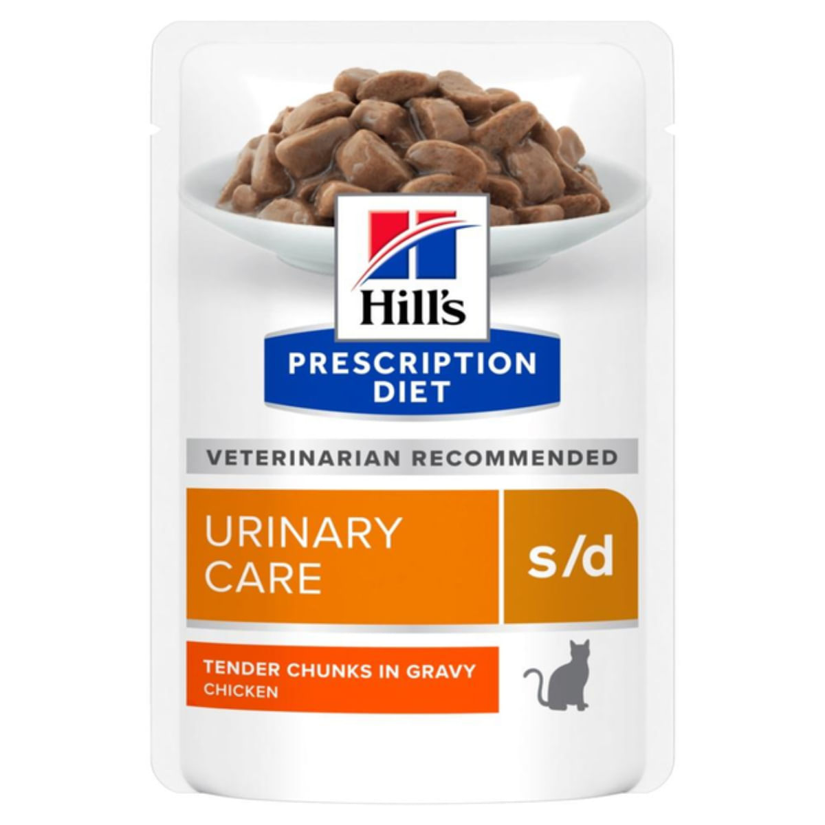 HILL\'S Prescription Diet S/D, Pui, dietă veterinară, plic hrană umedă pisici, sistem urinar, (în sos), bax, 85g x 12buc