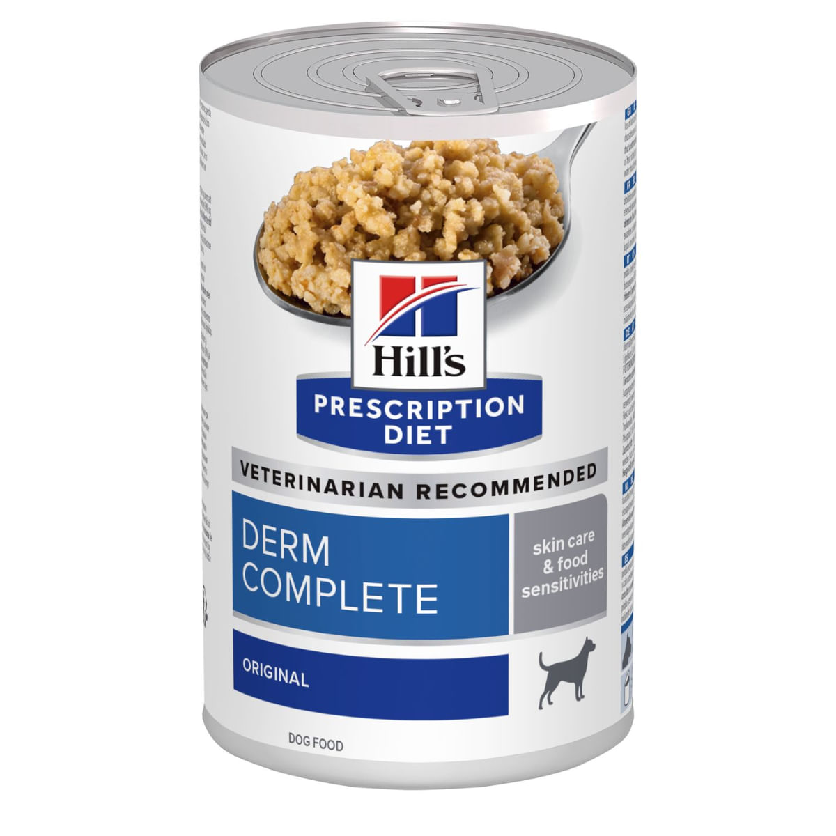 HILL\'S Prescription Diet Derm Complete, XS-XL, Ou, dietă veterinară, conservă hrană umedă câini, piele & blană, (pate), 370g