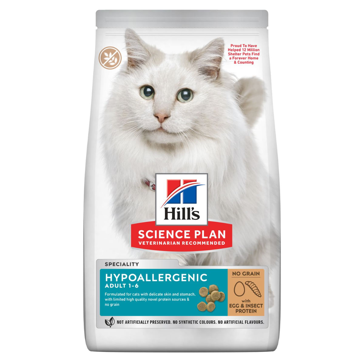 HILL\'S Science Plan No Grain Hypoallergenic, Ou și Insecte, hrană uscată fără cereale pisici, sistem digestiv, alergii, 7kg