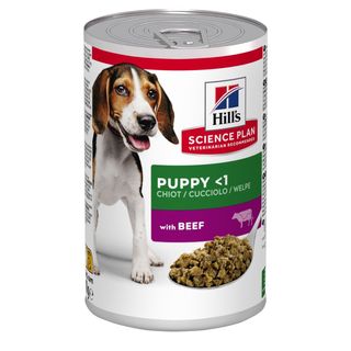 HILL'S Science Plan Puppy, XS-XL, Vită, conservă hrană umedă câini junior, (în aspic), 370g