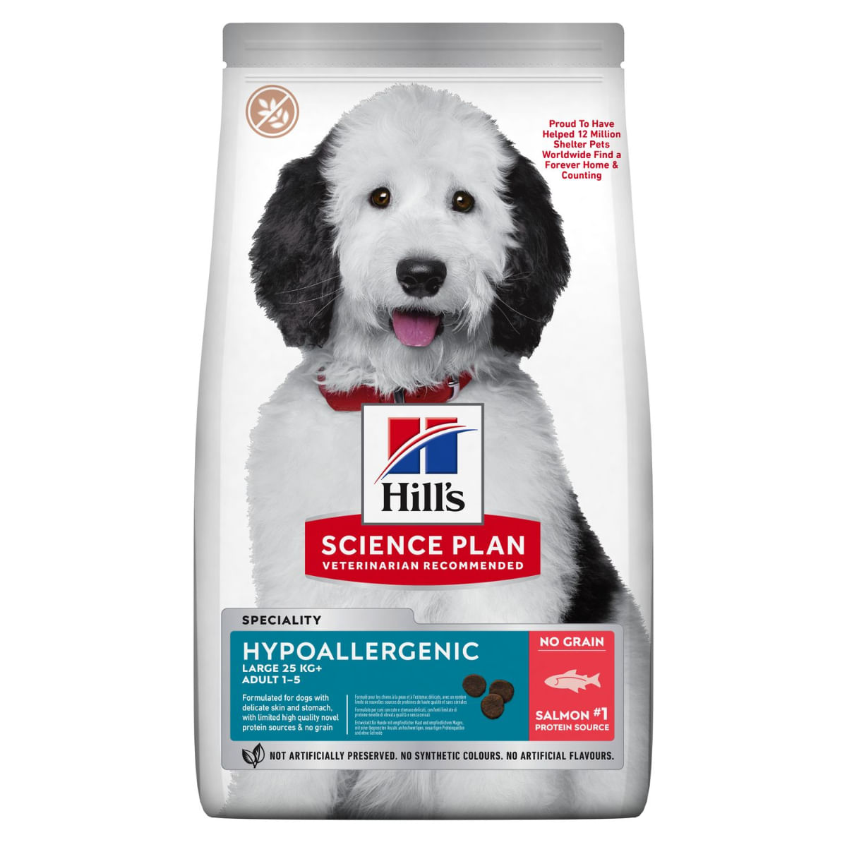 HILL\'S Science Plan No Grain Hypoallergenic, L-XL, Somon, hrană uscată fără cereale câini, sistem digestiv, alergii, 12kg