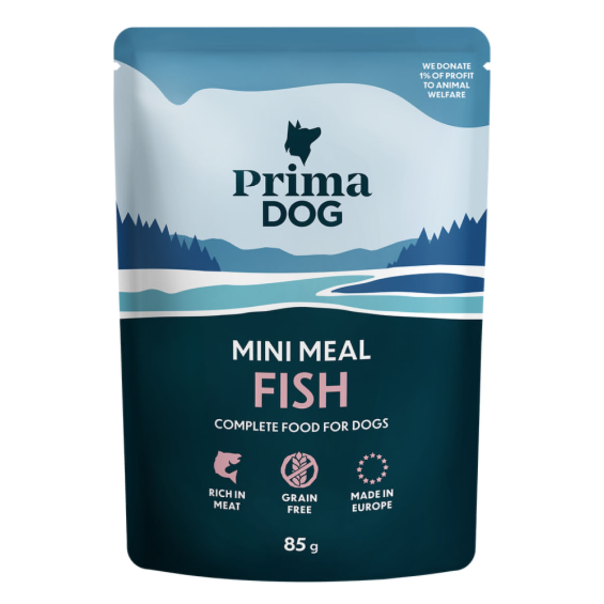 PRIMA DOG Mini Meal, XS-XL, Pește, plic hrană umedă fără cereale câini, (în sos), bax, 85g x 24buc