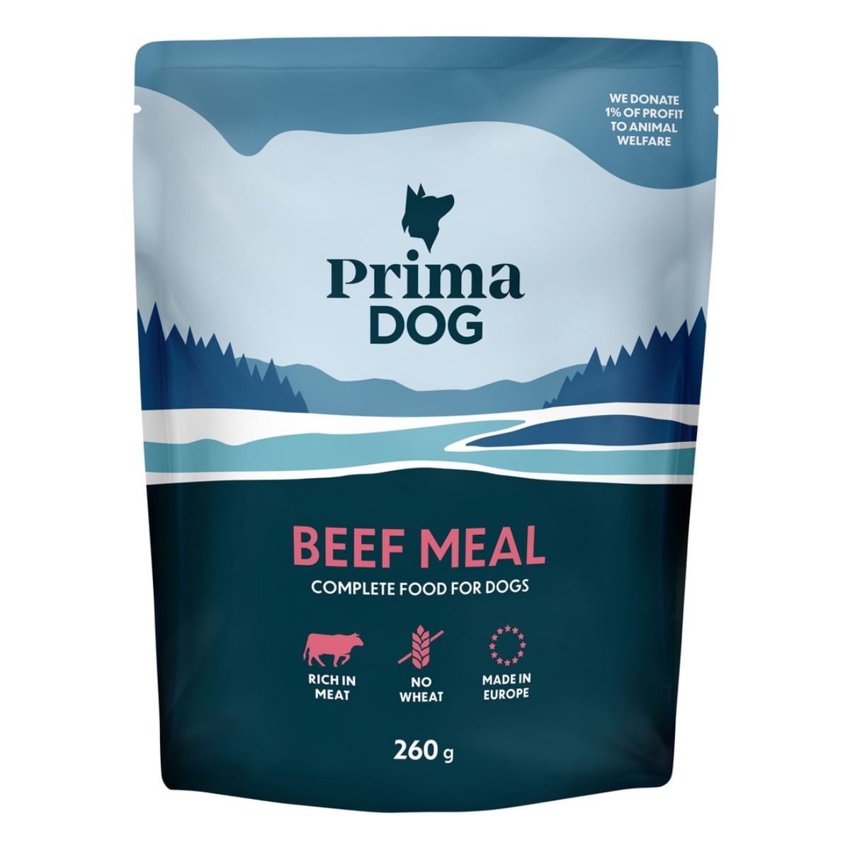 PRIMA DOG Meal, XS-XL, Vită, plic hrană umedă câini, (în aspic), bax, 260g x 12buc