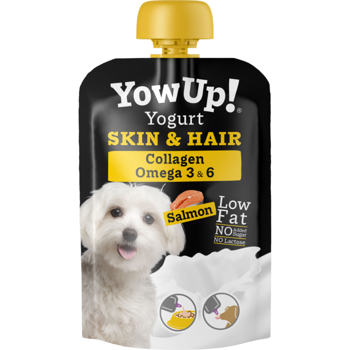 YOWUP! Yogurt Hair & Skin, XS-XL, Somon, recompense funcționale câini, piele & blană, (topping), 115g