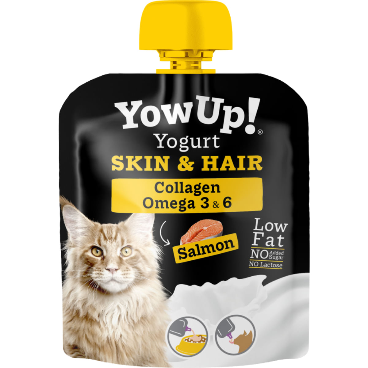 YOWUP! Yogurt Hair & Skin, Somon, recompense funcționale pisici junior & adult, piele & blană, (topping), 85g