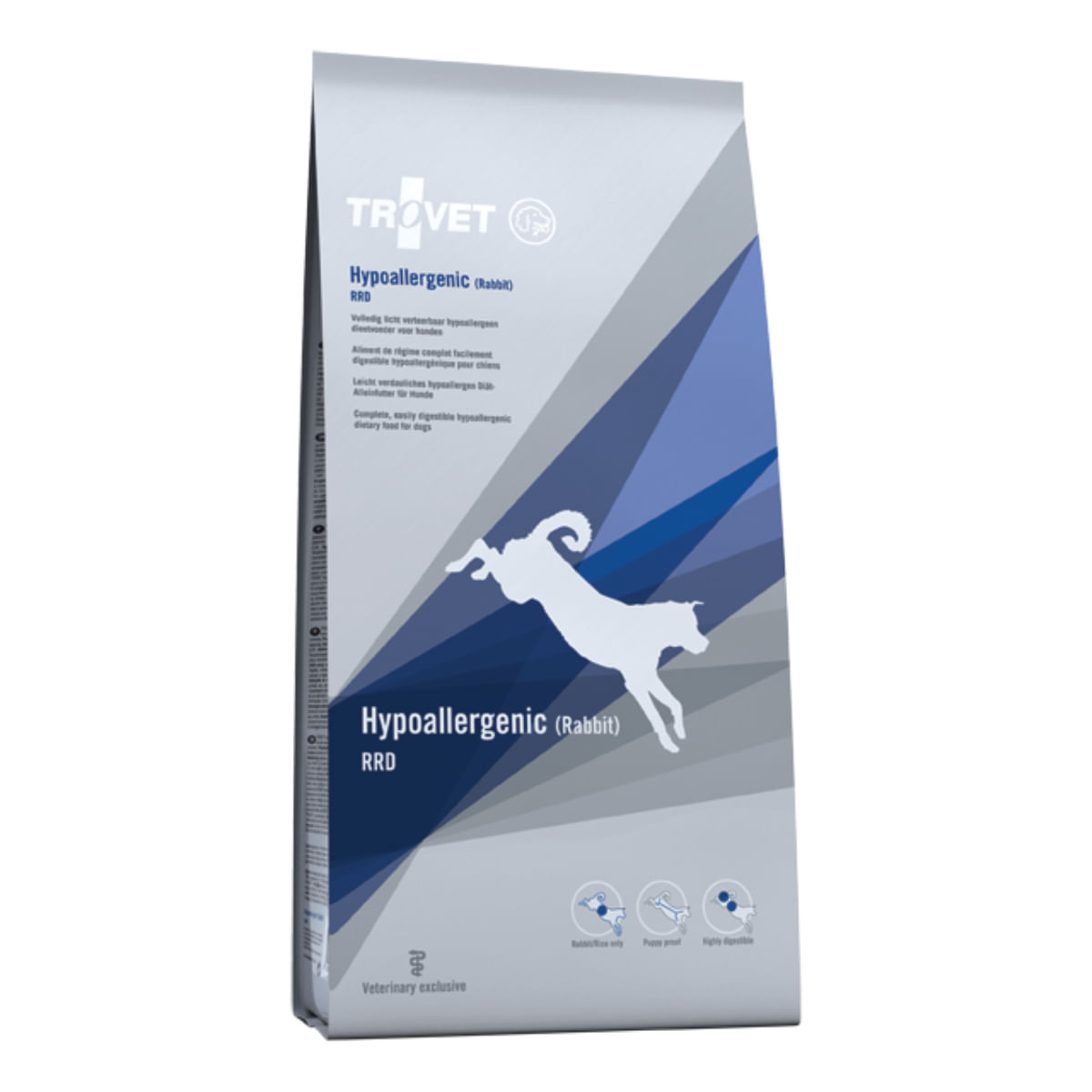 TROVET Hypoallergenic RRD, XS-XL, Iepure, dietă veterinară, hrană uscată câini, alergii, 3kg