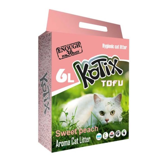 KOTIX, Piersici, așternut igienic pisici, peleți, tofu, aglomerant, neutralizare mirosuri, biodegradabil, 6l