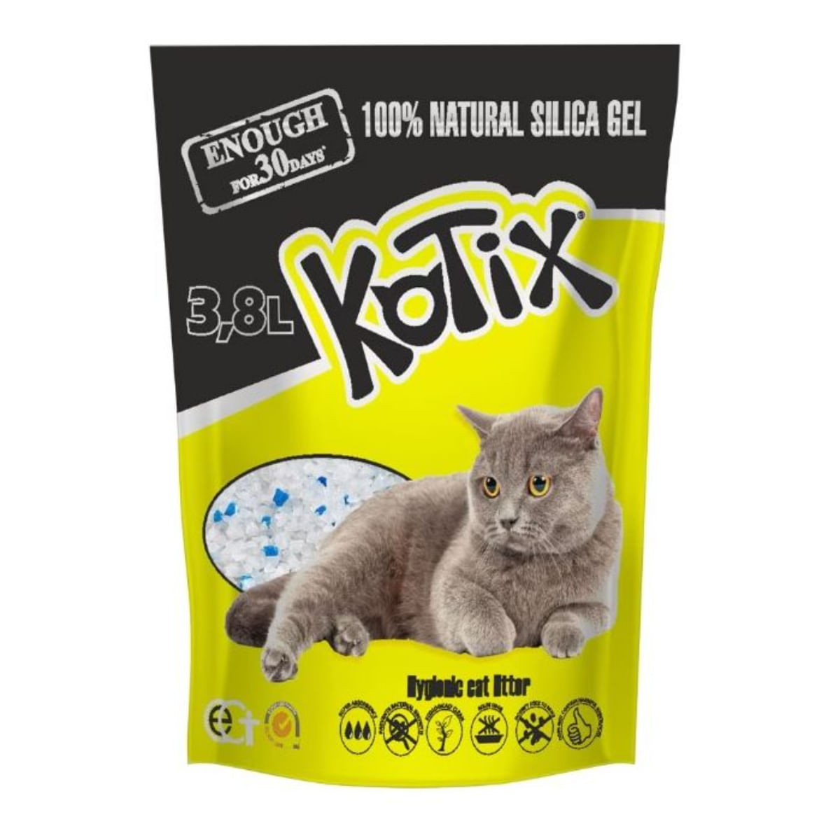 KOTIX Normal, așternut igienic pisici, granule, silicat, neaglomerant, fără praf, 3.8l