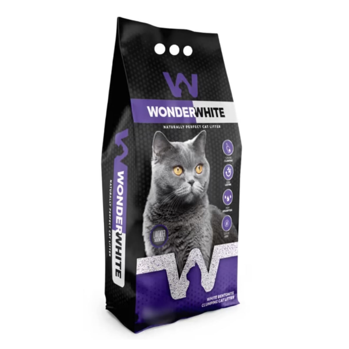 WONDERWHITE, Lavanda, așternut igienic pisici, granule, bentonită, aglomerant, neutralizare mirosuri, 10kg