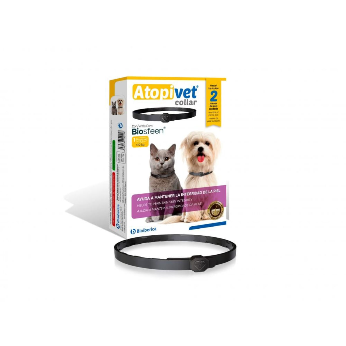 BIOIBERICA Atopi vet Collar Cats & Small Dogs, XS-S, tratament adjuvant zgardă câini și pisici, piele sensibilă, calmant, cutie, 35cm, 1buc