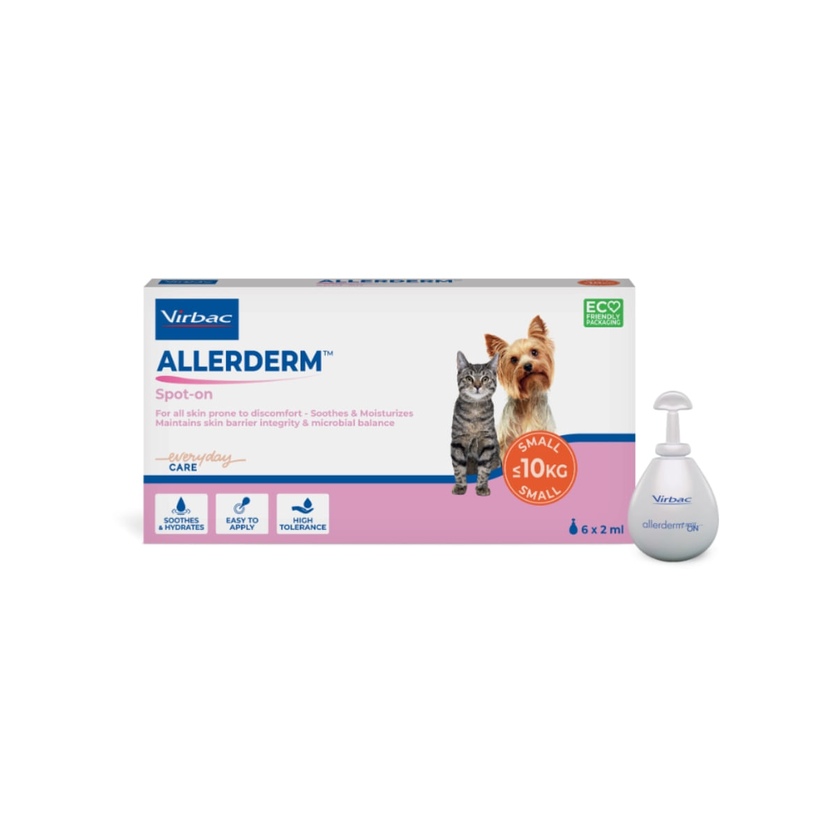 VIRBAC Allerderm Spot On, XS-S, tratament adjuvant pipete câini și pisici, piele & blană, alergii, 2mlx6buc VIRBAC Allerderm Spot-On Small, XS-S, tratament adjuvant pipete câini și pisici, piele sensibilă, calmant, cutie, 2mlx6buc