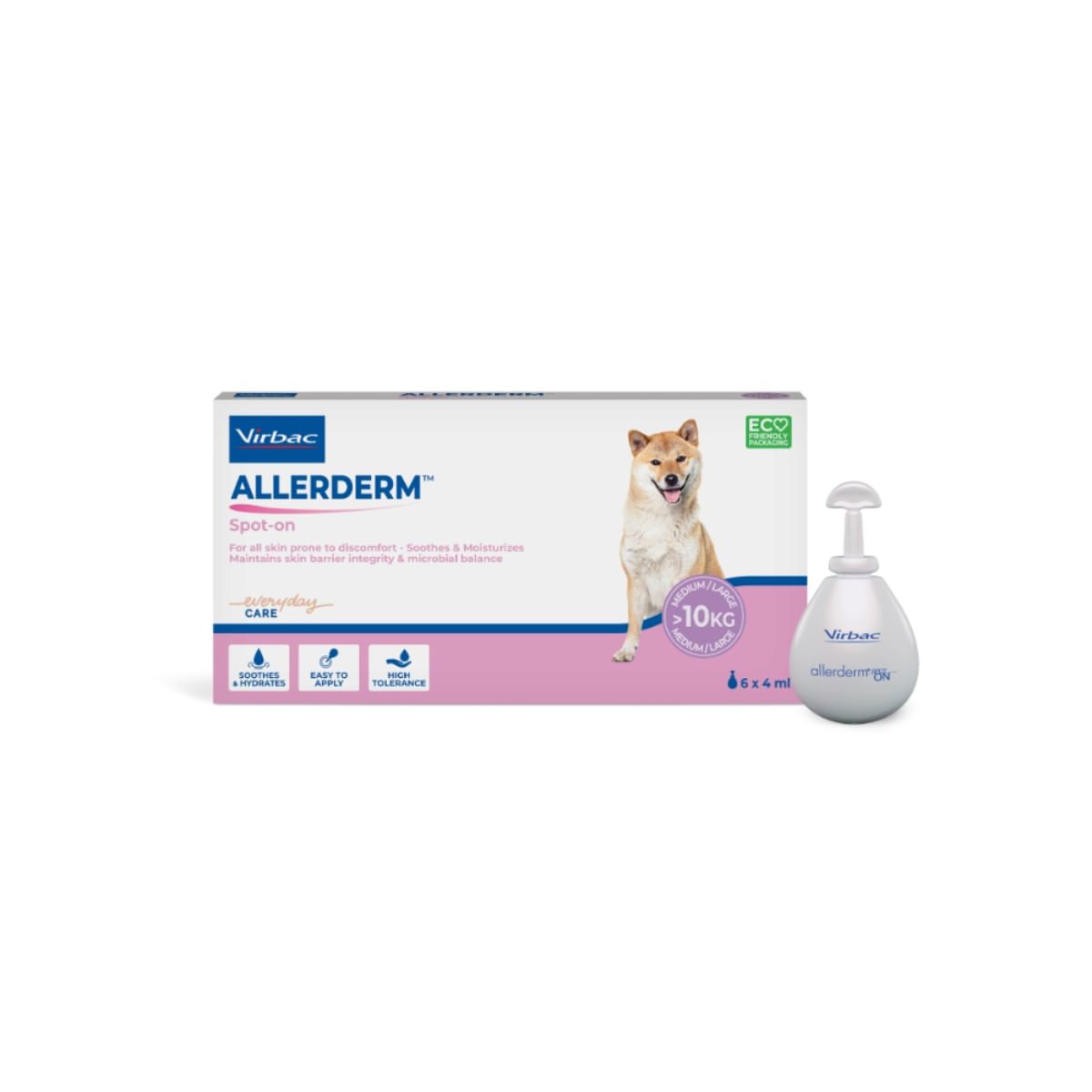 VIRBAC Allerderm Spot On, M-XL, tratament adjuvant pipete câini, piele & blană, alergii, 4mlx6buc VIRBAC Allerderm Spot-On Medium & Large, M-XL, tratament adjuvant pipete câini, piele sensibilă, calmant, cutie, 4mlx6buc