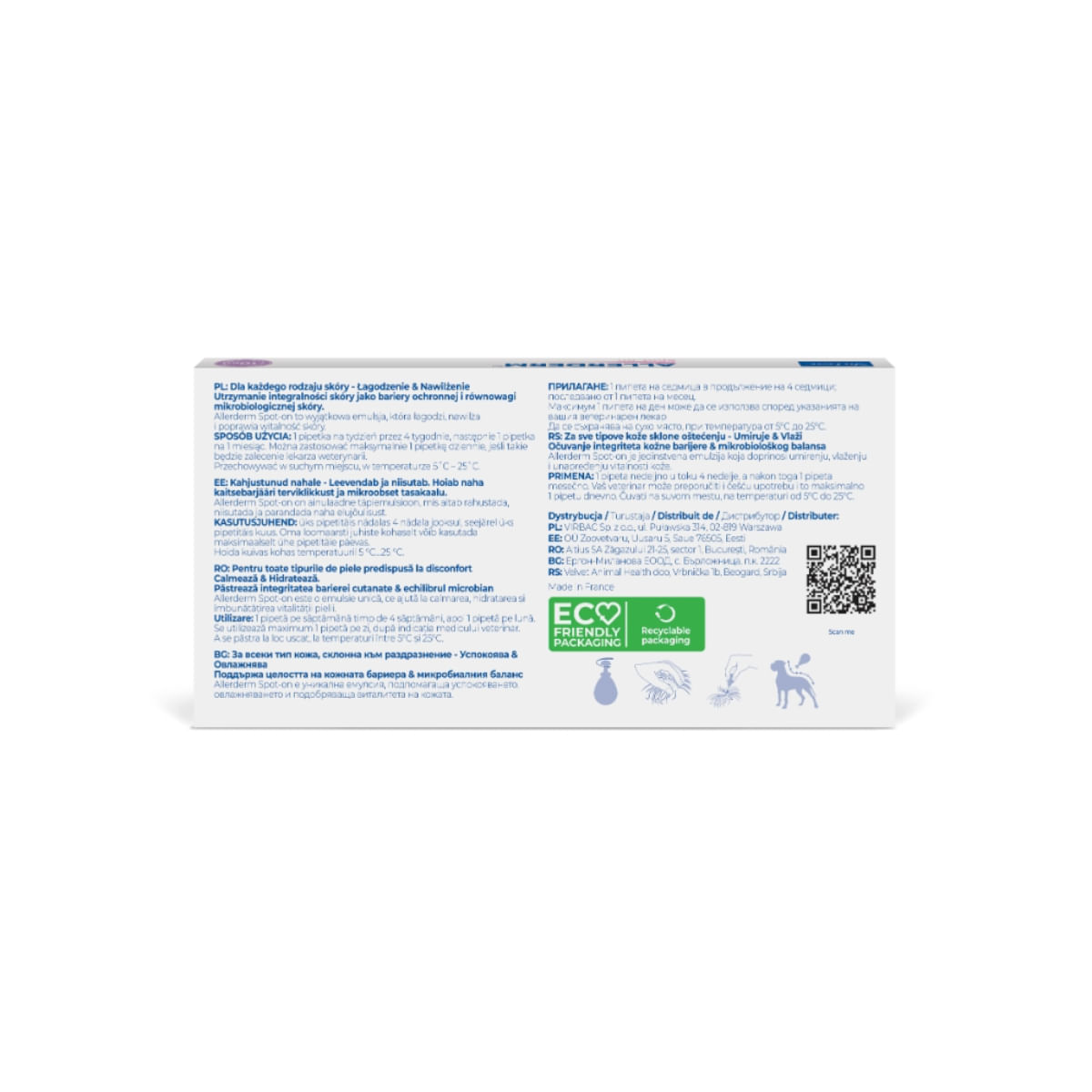 VIRBAC Allerderm Spot On, M-XL, tratament adjuvant pipete câini, piele & blană, alergii, 4mlx6buc VIRBAC Allerderm Spot-On Medium & Large, M-XL, tratament adjuvant pipete câini, piele sensibilă, calmant, cutie, 4mlx6buc - 2 | YEO