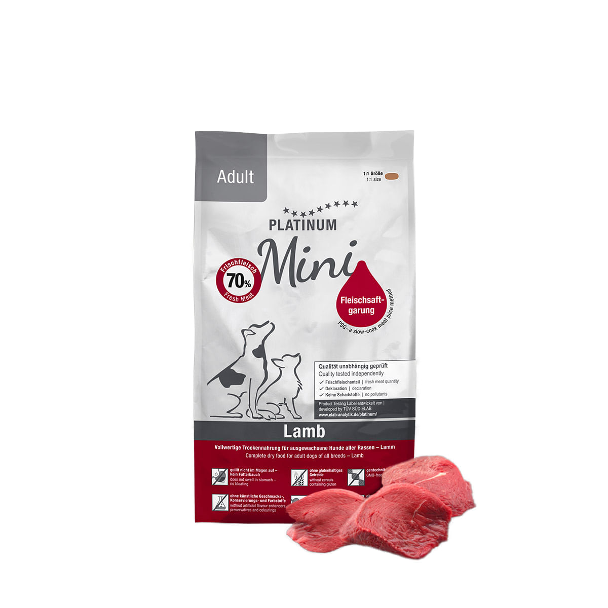 PLATINUM Adult Mini, XS-S, Miel, hrană uscată câini, semimoist, 900g