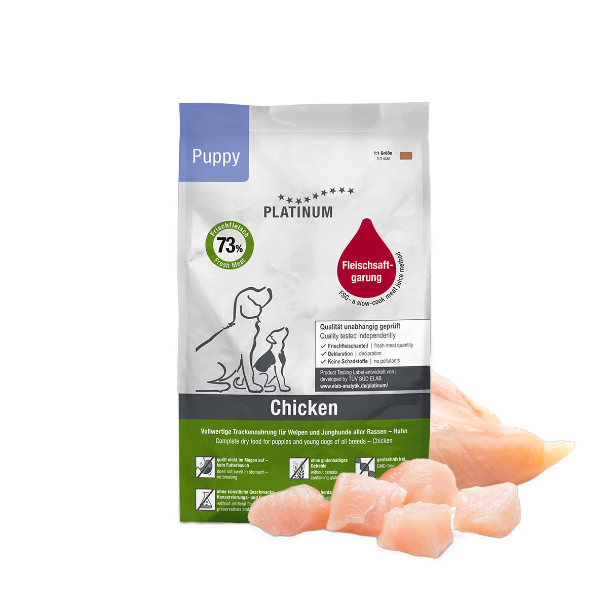 PLATINUM Puppy, XS-XL, Pui, hrană uscată câini junior, semimoist, 1.5kg - 1 | YEO