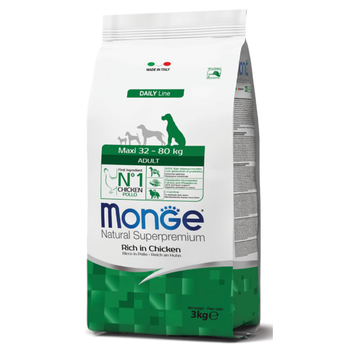 MONGE Natural Superpremium Adult Maxi, L-XL, Pui, hrană uscată câini, 12kg