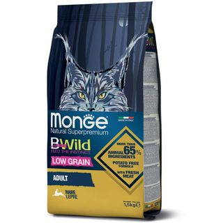 MONGE BWild, Iepure, hrană uscată conținut redus cereale pisici, 1.5kg