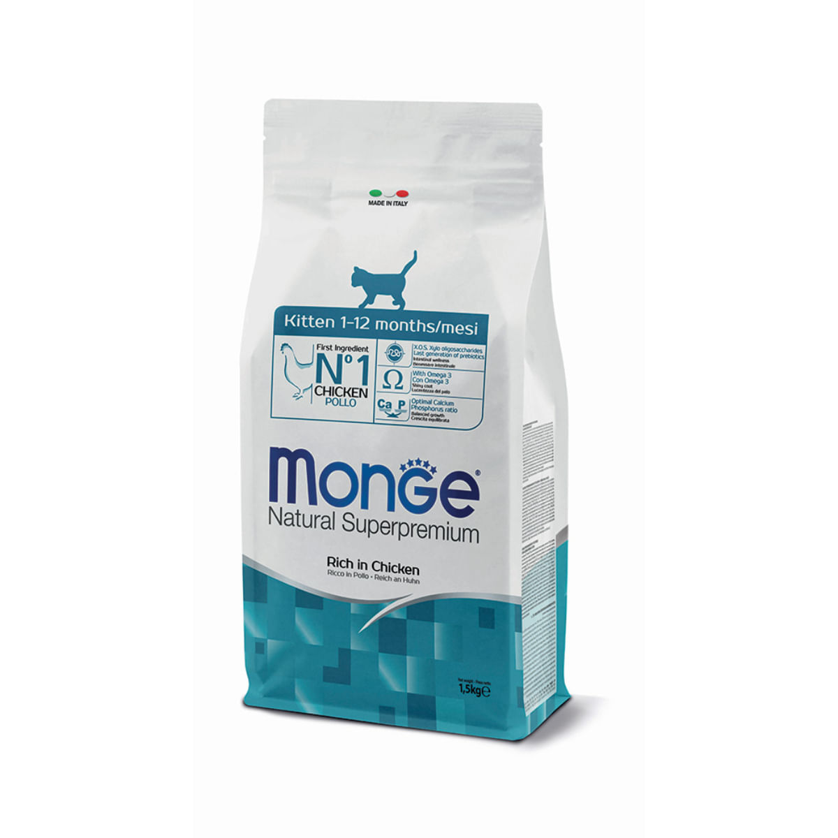 MONGE Natural Superpremium Kitten, Pui, hrană uscată pisici, 1.5kg