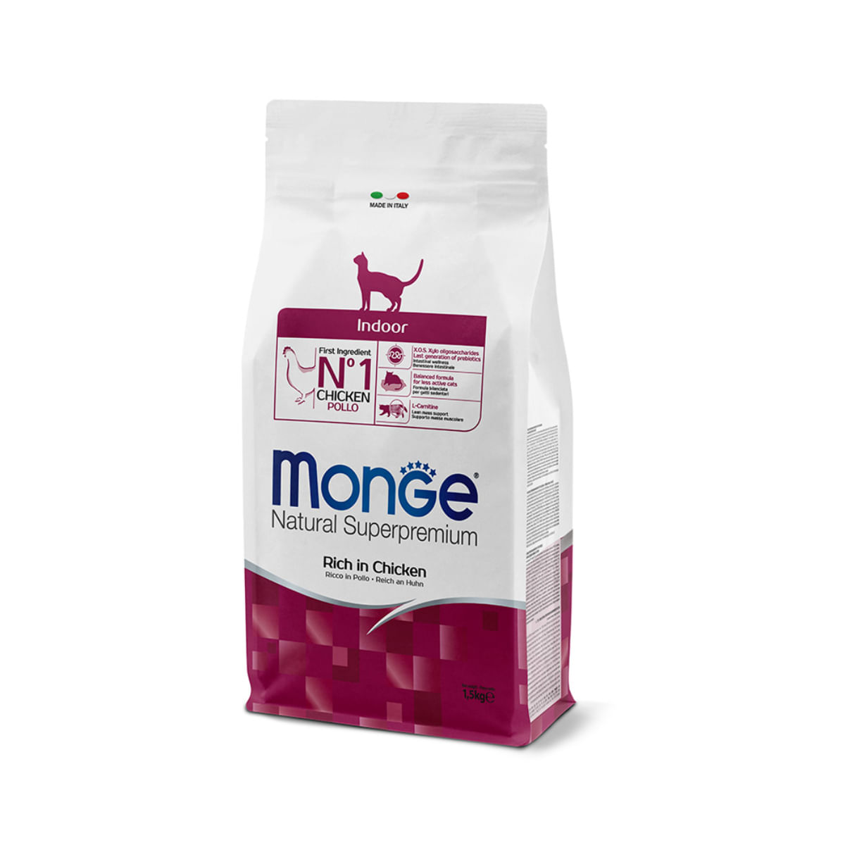 MONGE Natural Superpremium Indoor, Pui, hrană uscată pisici, 1.5kg