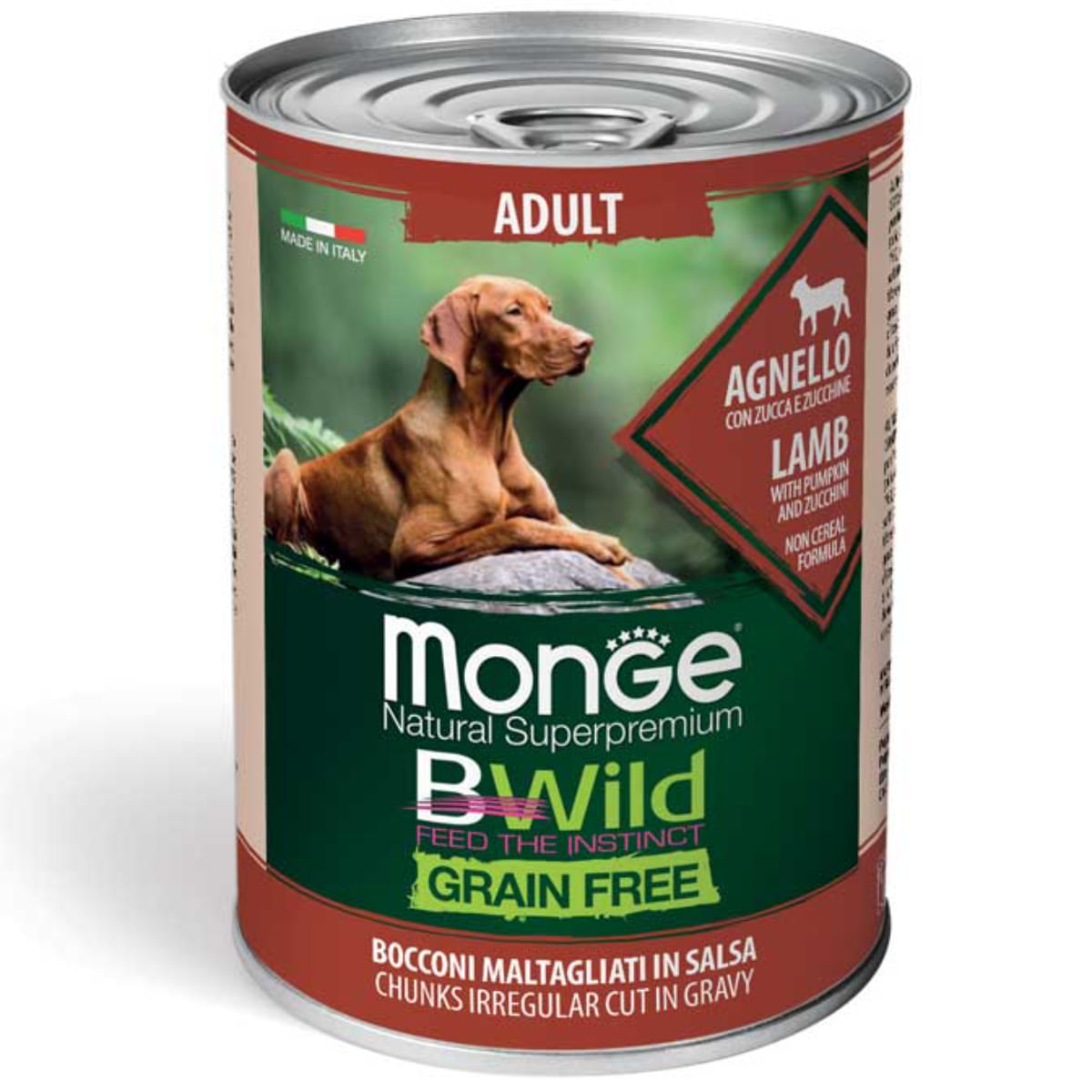 MONGE BWild, XS-XL, Miel și dovleac, conservă hrană umedă fără cereale câini, (în sos), 400g