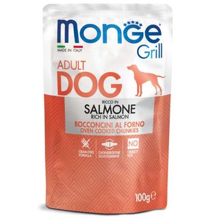 MONGE Grill, XS-XL, Somon, plic hrană umedă câini, (în suc propriu), 100g