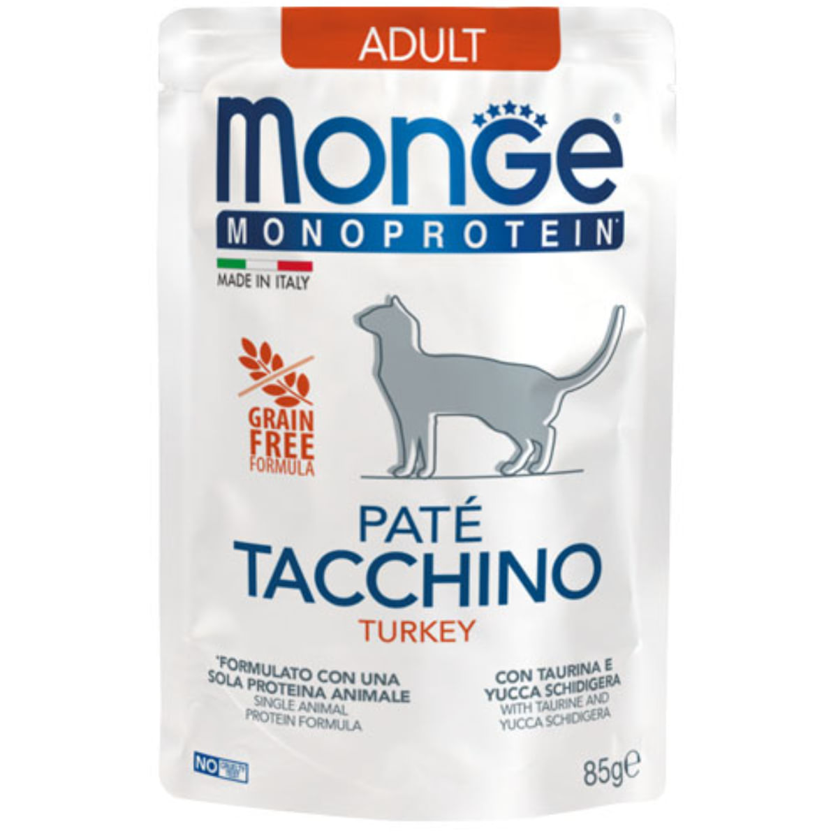 MONGE Monoprotein, Curcan, plic hrană umedă monoproteică fără cereale pisici, (pate), 85g