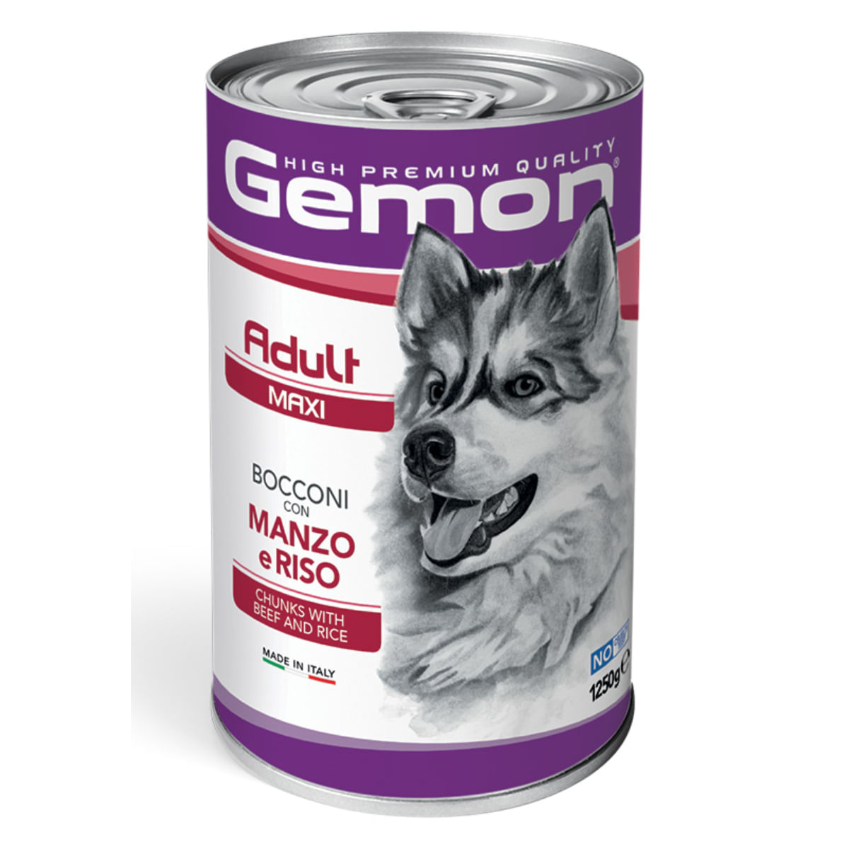 GEMON Maxi Adult, L-XL, Vită și Orez, conservă hrană umedă câini, (în aspic), 1250g - 1 | YEO
