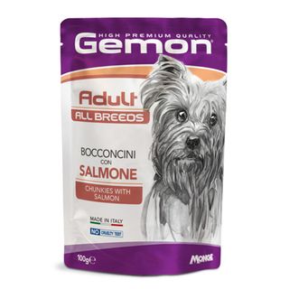 GEMON All Breeds, XS-XL, Somon, plic hrană umedă fără cereale câini, (în aspic), 100g