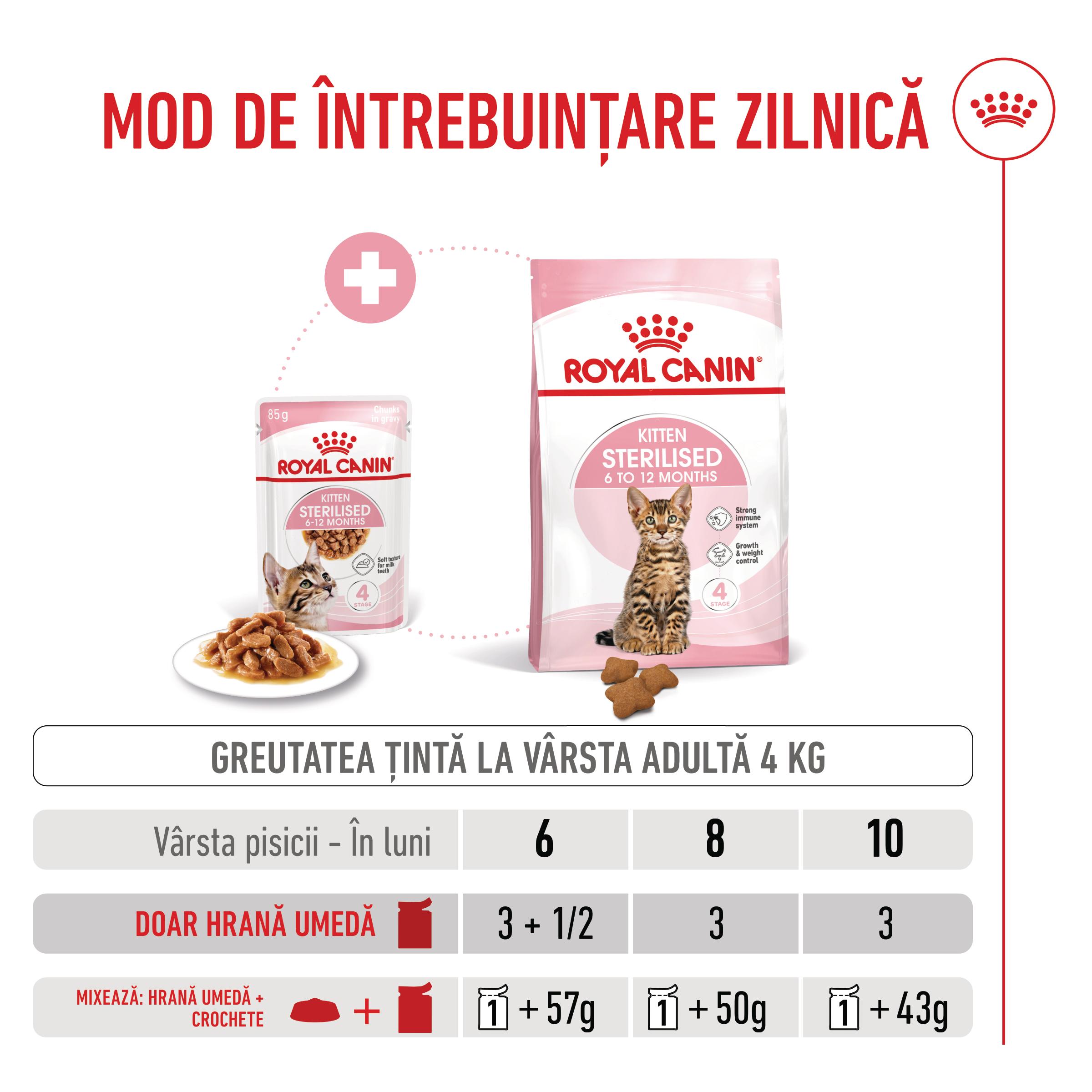 ROYAL CANIN Kitten Sterilised hrană umedă pisici sterilizate junior (în sos), bax, 85g x 12buc