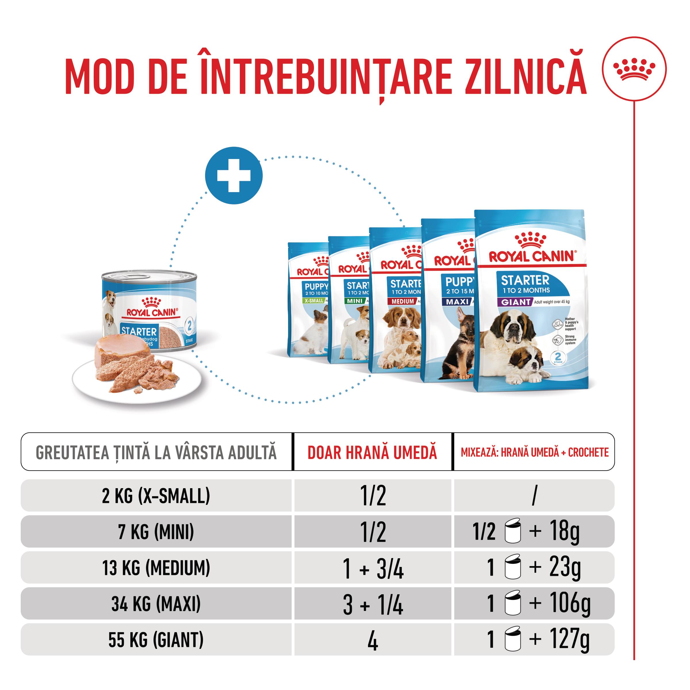 ROYAL CANIN Starter Mousse, mama și puiul, conservă hrană umedă câini, (mousse), 195g