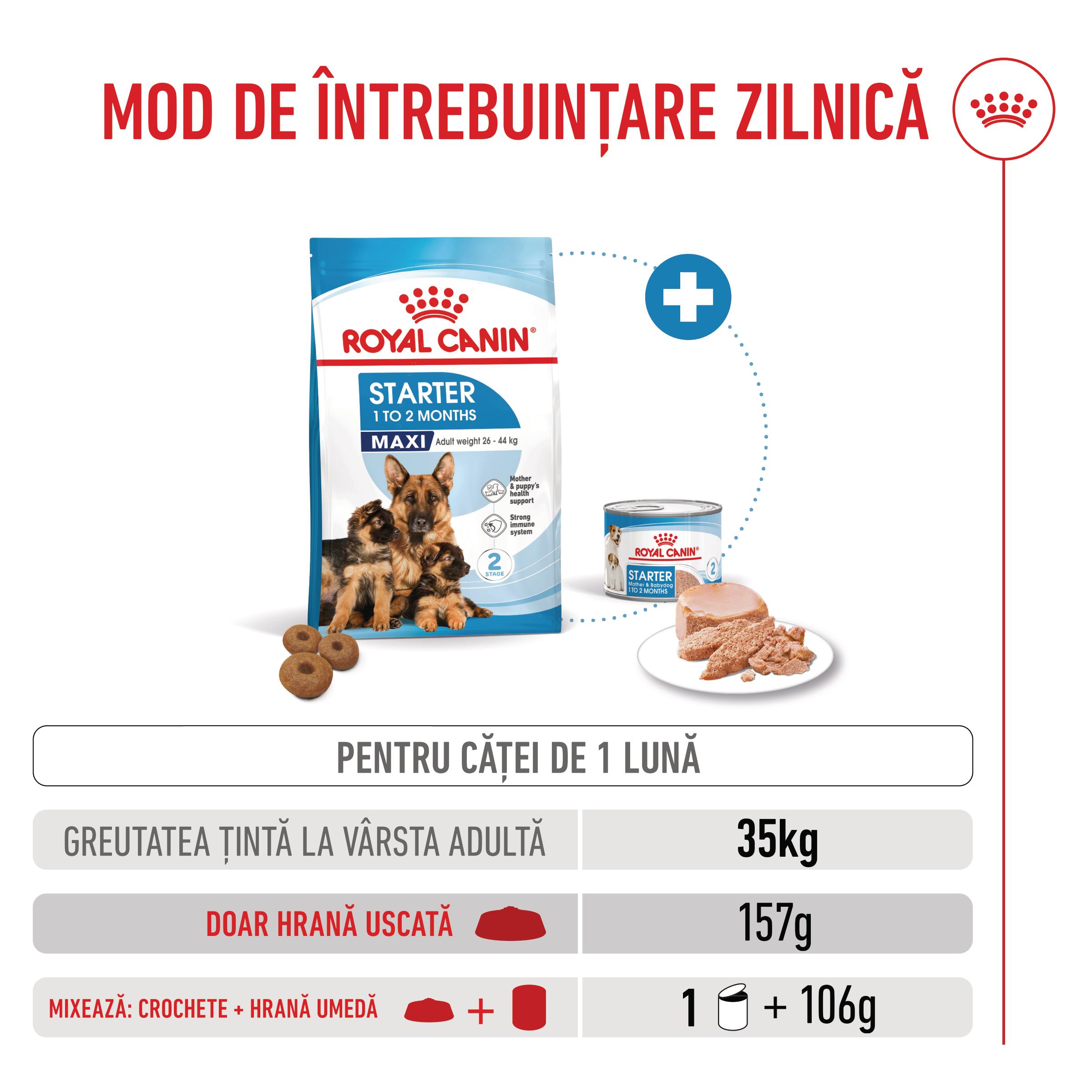 ROYAL CANIN Maxi Starter Mother &amp; Babydog, mama și puiul, hrană uscată câini, 15kg