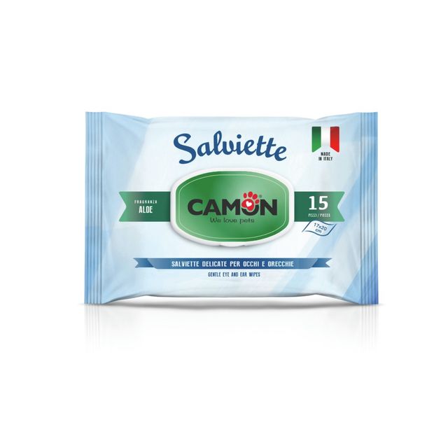 CAMON, șervețele igiena ochilor câini și pisici, Aloe Vera, 15buc