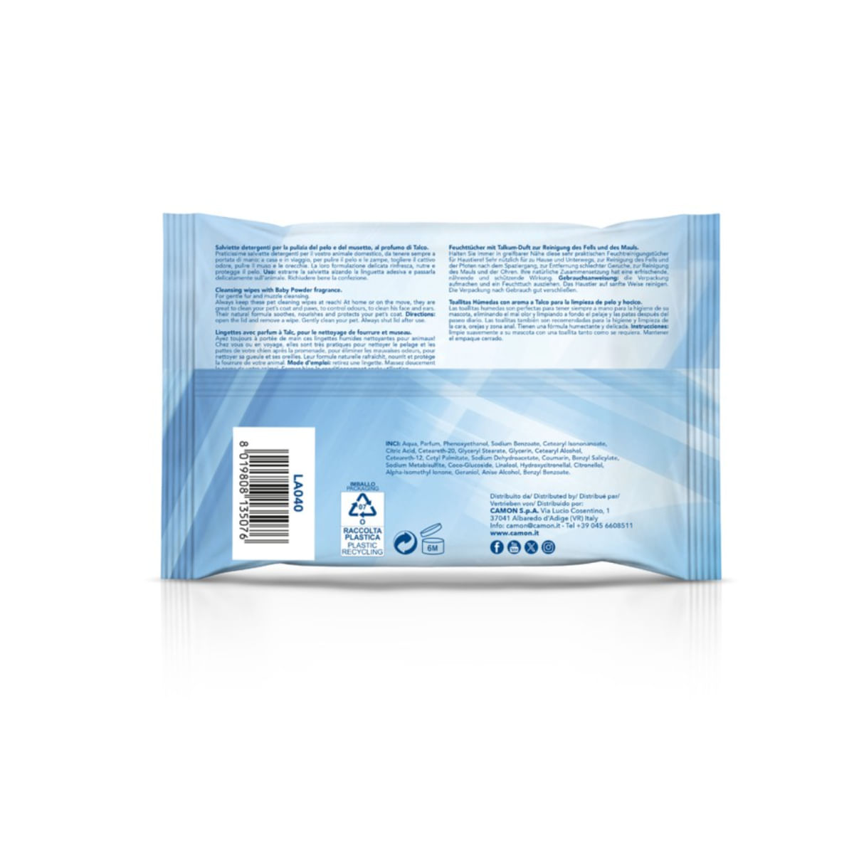CAMON, șervețele umede câini, Talc CAMON, șervețele umede câini și pisici, Talc, 40buc - 2 | YEO