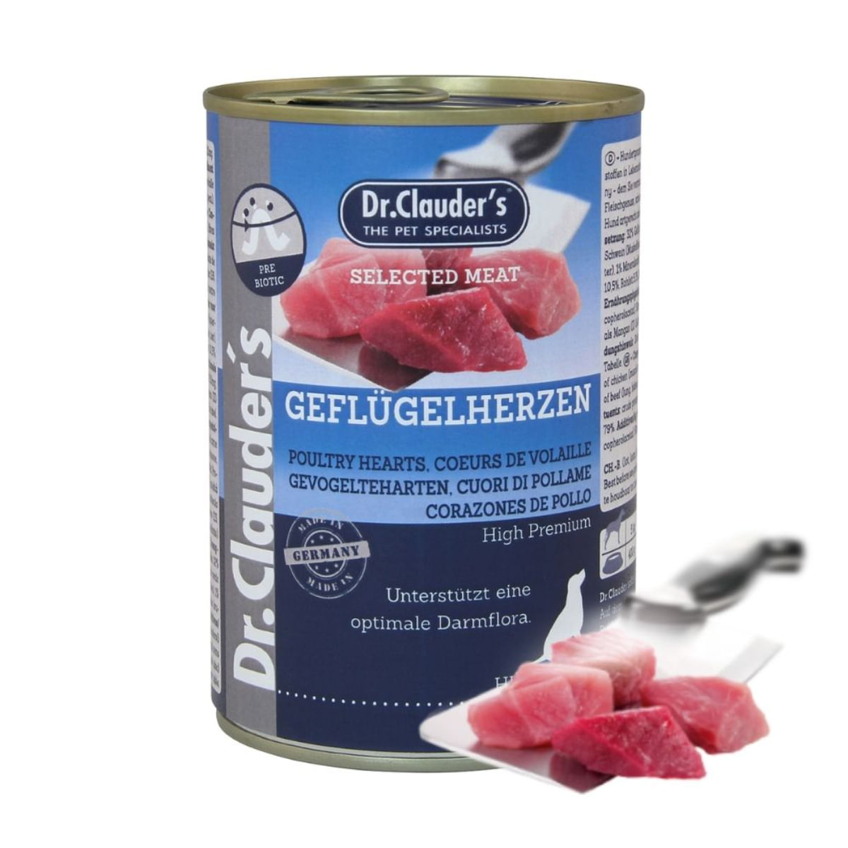 DR. CLAUDER\'S Selected Meat, XS-XL, Inimi de Pui conservă hrană umedă câini, (în suc propriu), 400g - 1 | YEO