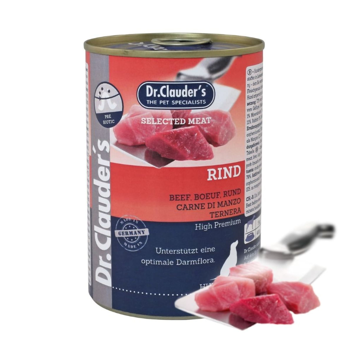 DR. CLAUDER\'S Selected Meat, XS-XL, Vită conservă hrană umedă fără cereale câini, (în suc propriu), 400g - 1 | YEO