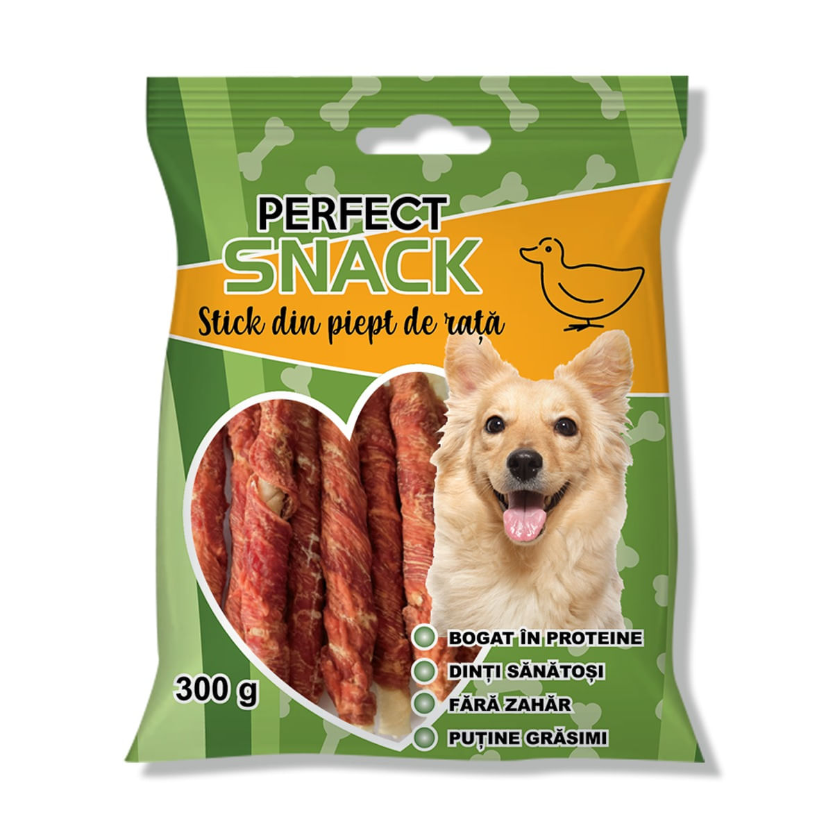 PERFECT SNACK Stick Piept, XS-XL, Rață, punguță recompense câini, 300g - 1 | YEO