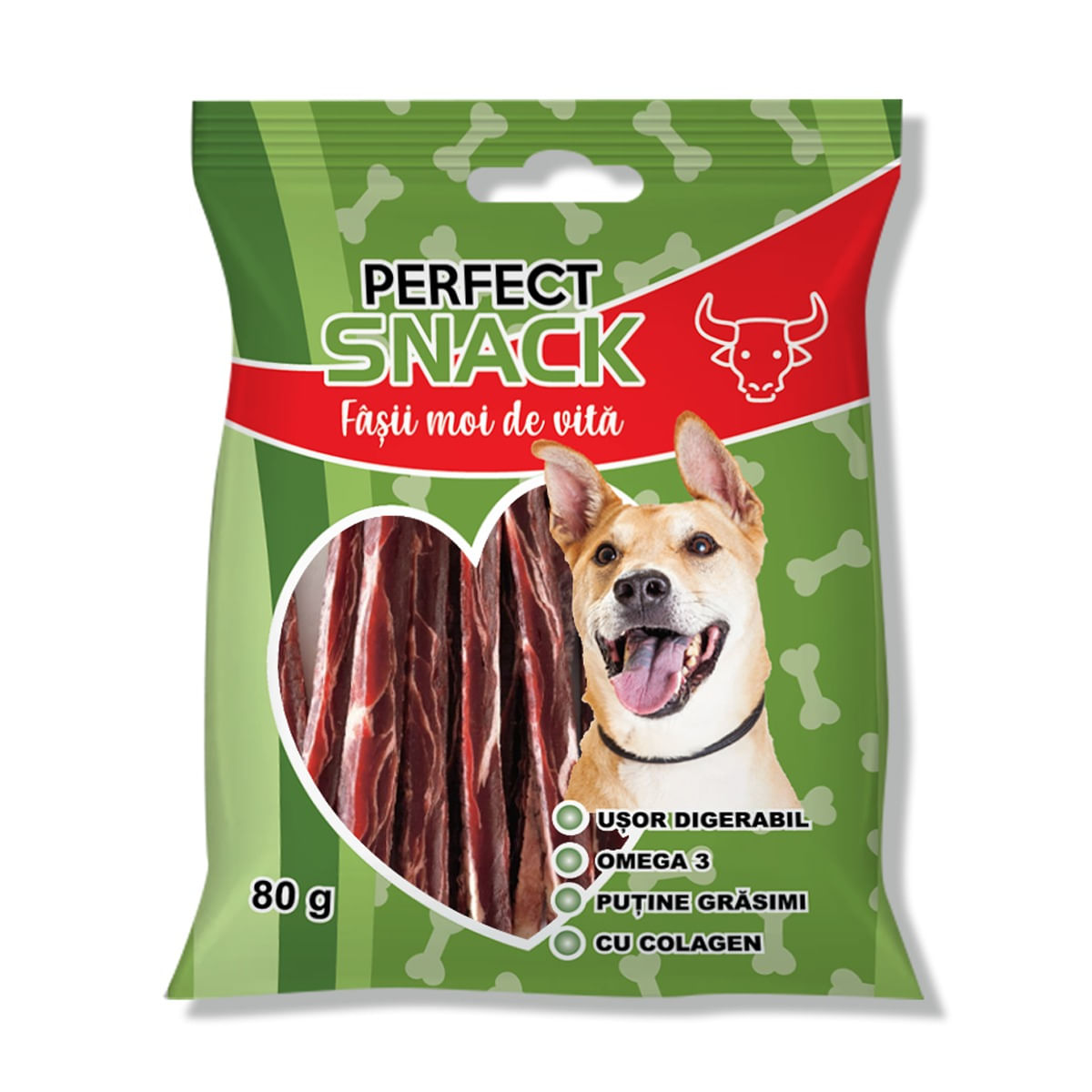 PERFECT SNACK Fâșii Moi, XS-XL, Vită, punguță recompense câini, 80g - 1 | YEO