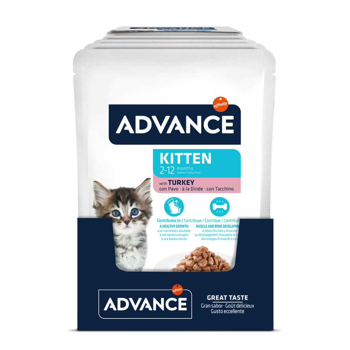 ADVANCE Kitten, Curcan, plic hrană umedă pisici junior, (în sos), bax, 85g x 12buc - 2 | YEO