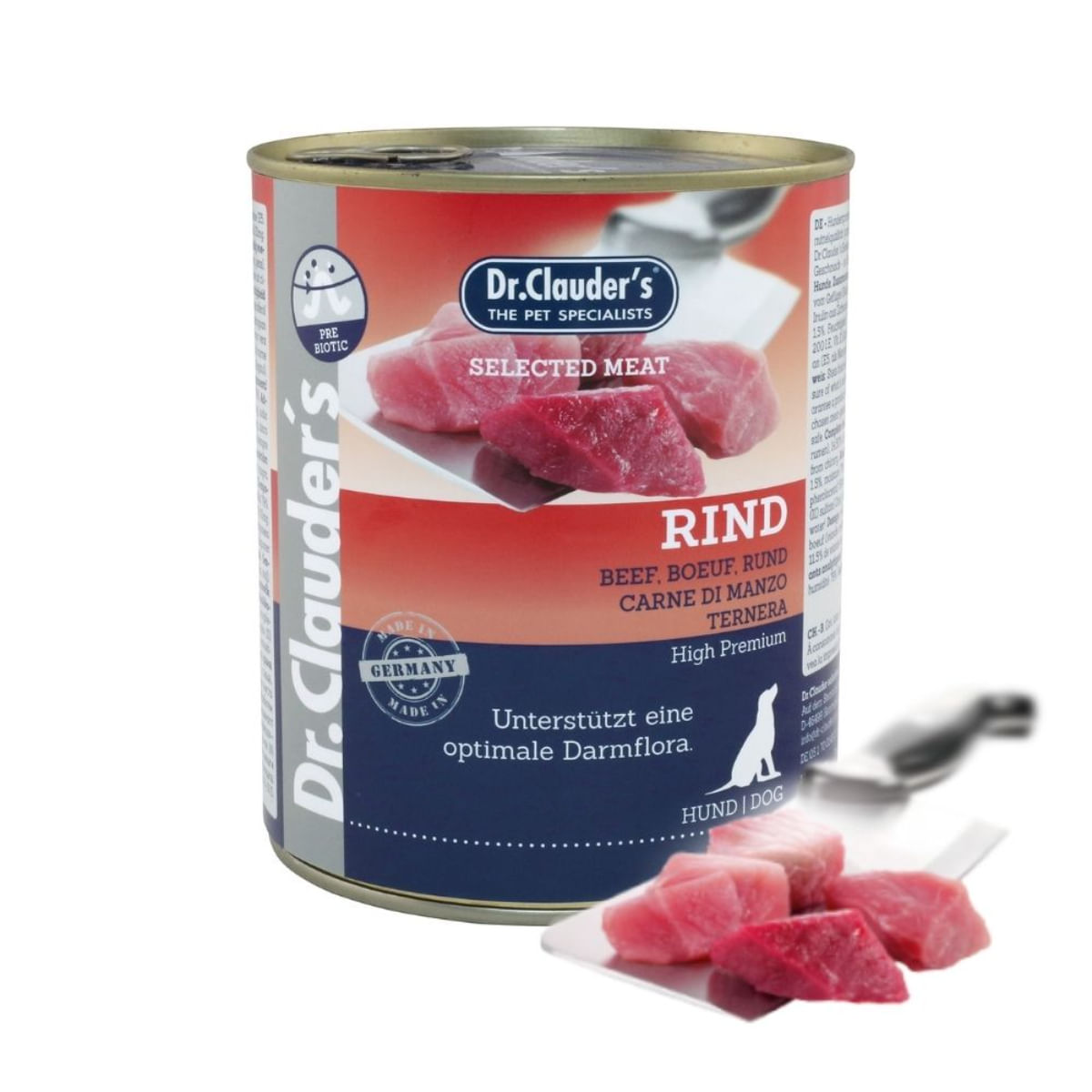 DR. CLAUDER\'S Selected Meat, XS-XL, Vită conservă hrană umedă fără cereale câini, (în suc propriu), 800g - 1 | YEO
