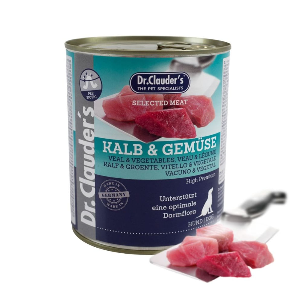 DR. CLAUDER\'S Selected Meat, XS-XL, Vițel și Legume, conservă hrană umedă fără cereale câini, (în suc propriu), 800g